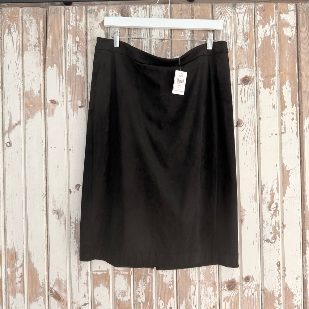 NWT Christian Soriano & J.Jill collab Faux Suede Pencil Skirt, Black, Large Tall